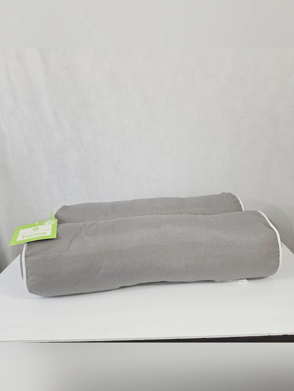 2 Pc Gray Bolster Pillows